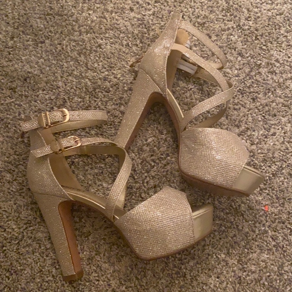 Brand New Strappy Gold Platform Heels